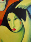 Original art for sale at UGallery.com | Woman Combing Her Hair by Guillermo Martí Ceballos | $1,675 | acrylic painting | 39.3' h x 27.5' w | thumbnail 4