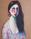 Original art for sale at UGallery.com | Woman with a Flower in Her Hair by Guillermo Martí Ceballos | $950 | pastel artwork | 23' h x 18' w | thumbnail 1