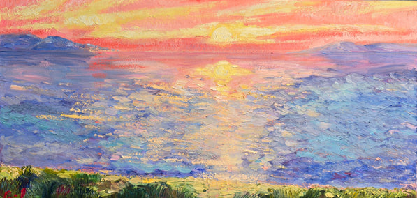 oil painting by Gulshaba Abbasova titled Beyond the Sunset