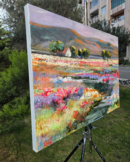 Blooming Meadows by Gulshaba Abbasova |  Side View of Artwork 