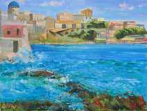 Original art for sale at UGallery.com | Coastal Rhythm by Gulshaba Abbasova | $1,450 | oil painting | 24' h x 31' w | thumbnail 1