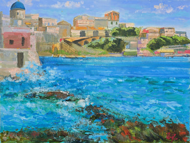 oil painting by Gulshaba Abbasova titled Coastal Rhythm