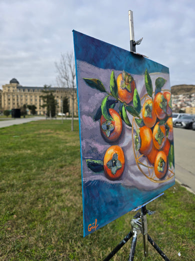 Garden Light: Persimmon Harmony by Gulshaba Abbasova |  Side View of Artwork 