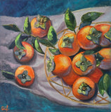 Original art for sale at UGallery.com | Garden Light: Persimmon Harmony by Gulshaba Abbasova | $1,200 | oil painting | 20' h x 20' w | thumbnail 1