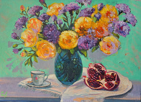 Original art for sale at UGallery.com | Garden Light: Vibrant Bloom by Gulshaba Abbasova | $2,200 | oil painting | 24' h x 31' w