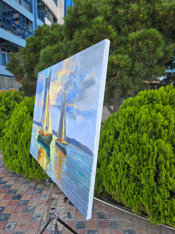 Golden Sea by Gulshaba Abbasova |  Side View of Artwork 