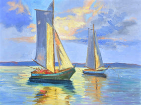 Original art for sale at UGallery.com | Golden Sea by Gulshaba Abbasova | $1,700 | oil painting | 24' h x 31' w