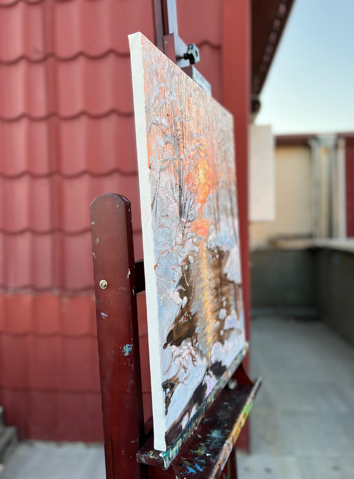 Golden Winter by Gulshaba Abbasova |  Side View of Artwork 