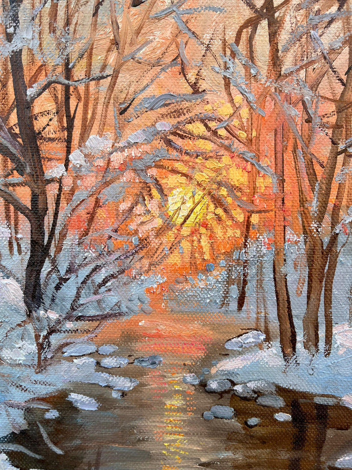 Golden Winter by Gulshaba Abbasova |  Closeup View of Artwork 