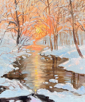 Original art for sale at UGallery.com | Golden Winter by Gulshaba Abbasova | $1,850 | oil painting | 28' h x 20' w