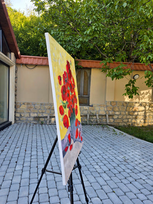 Red Poppies by Gulshaba Abbasova |  Side View of Artwork 