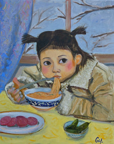 oil painting by Gulshaba Abbasova titled Warmth by the Window
