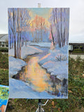 Original art for sale at UGallery.com | Winter Stream by Gulshaba Abbasova | $1,100 | oil painting | 24' h x 16' w | thumbnail 3