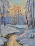Original art for sale at UGallery.com | Winter Stream by Gulshaba Abbasova | $1,100 | oil painting | 24' h x 16' w | thumbnail 4