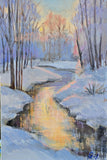 Original art for sale at UGallery.com | Winter Stream by Gulshaba Abbasova | $1,100 | oil painting | 24' h x 16' w | thumbnail 1