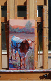 Original art for sale at UGallery.com | Fiery Calf by Heather Foster | $1,950 | acrylic painting | 24' h x 12' w | thumbnail 3