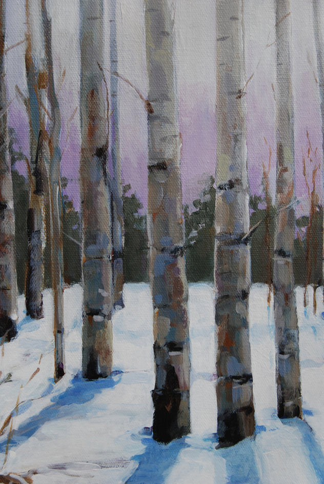 Storm Glow in Aspen Grove by Heather Foster |  Closeup View of Artwork 