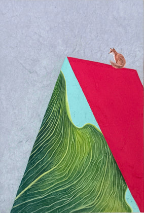 Original art for sale at UGallery.com | Fox, Leaf by Heejin Sutton | $475 | gouache painting | 9' h x 6' w