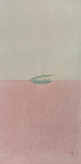 Original art for sale at UGallery.com | Green Peas by Heejin Sutton | $625 | mixed media artwork | 15' h x 7.5' w