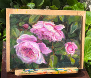 Original art for sale at UGallery.com | Pink Blooms by Hilary Gomes | $625 | oil painting | 9' h x 12' w | thumbnail 3