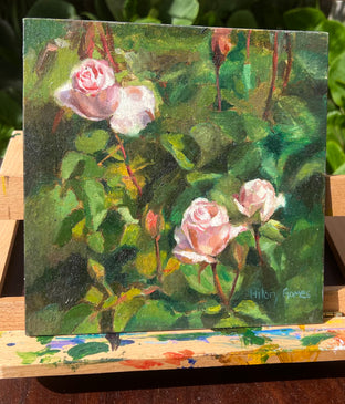 Three Light Pink Rose Buds by Hilary Gomes |  Context View of Artwork 