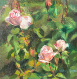 Original art for sale at UGallery.com | Three Light Pink Rose Buds by Hilary Gomes | $425 | oil painting | 8' h x 8' w | thumbnail 1