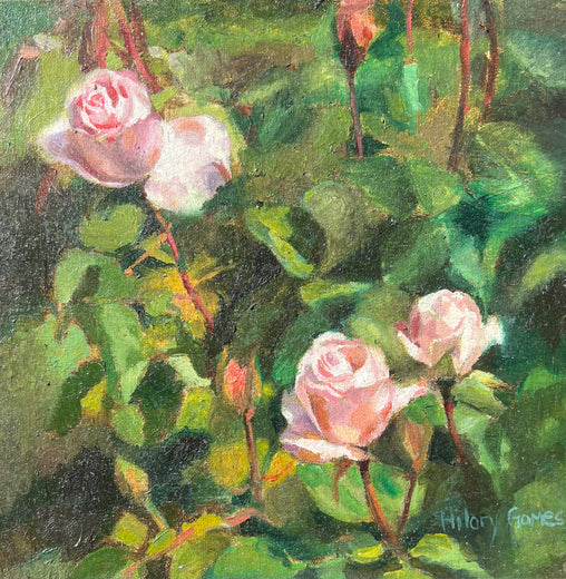 Three Light Pink Rose Buds by Hilary Gomes |  Artwork Main Image 