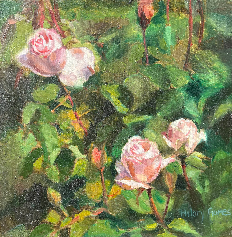 Three Light Pink Rose Buds by Hilary Gomes |  Artwork Main Image 