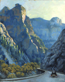 oil painting by Hugh Masterson titled Late Arrival_Glenwood Springs