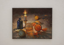 Original art for sale at UGallery.com | Orange Fireworks by Hugh Masterson | $875 | oil painting | 11' h x 14' w | thumbnail 3