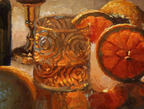 Original art for sale at UGallery.com | Orange Fireworks by Hugh Masterson | $875 | oil painting | 11' h x 14' w | thumbnail 4