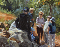 Original art for sale at UGallery.com | Pilgrims Conference by Hugh Masterson | $975 | oil painting | 16' h x 12' w | thumbnail 4