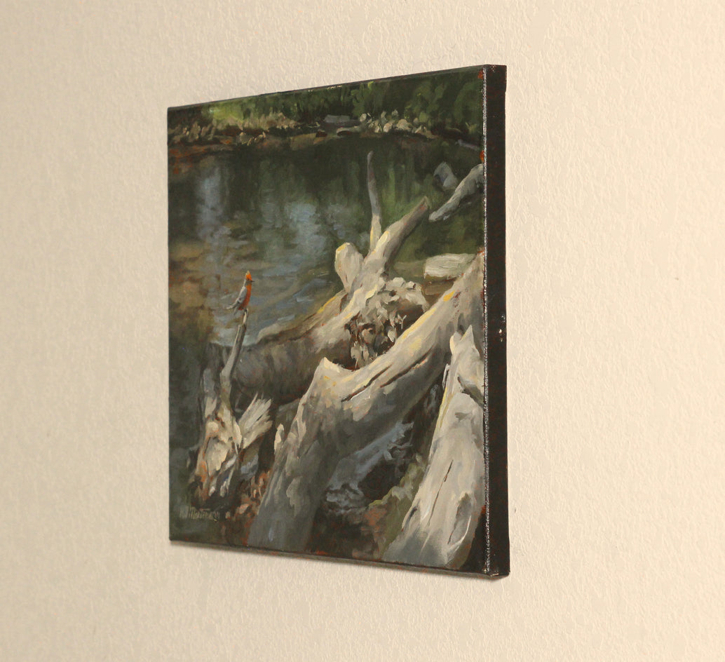 Waiting for a Fly by Hugh Masterson |  Side View of Artwork 