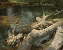 Original art for sale at UGallery.com | Waiting for a Fly by Hugh Masterson | $875 | oil painting | 11' h x 14' w | thumbnail 1
