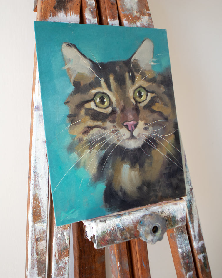 Curious Cat by Ilaria La Preziosa |  Side View of Artwork 