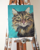 Original art for sale at UGallery.com | Curious Cat by Ilaria La Preziosa | $650 | oil painting | 11.81' h x 9.44' w | thumbnail 3