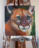 Original art for sale at UGallery.com | Heart of the Mountain Lion by Ilaria La Preziosa | $600 | oil painting | 9.84' h x 9.84' w | thumbnail 3