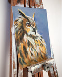 Original art for sale at UGallery.com | Whispers of the Night Owl by Ilaria La Preziosa | $650 | oil painting | 11.81' h x 9.44' w | thumbnail 2