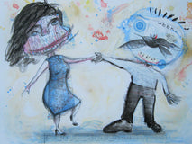 Original art for sale at UGallery.com | Jumpin' Jive by Libby Ramage | $375 | mixed media artwork | 9' h x 12' w | thumbnail 1
