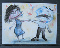 Original art for sale at UGallery.com | Jumpin' Jive by Libby Ramage | $375 | mixed media artwork | 9' h x 12' w | thumbnail 3