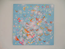 Original art for sale at UGallery.com | Fluffs and Butterflies by Natasha Tayles | $950 | acrylic painting | 24' h x 24' w | thumbnail 3