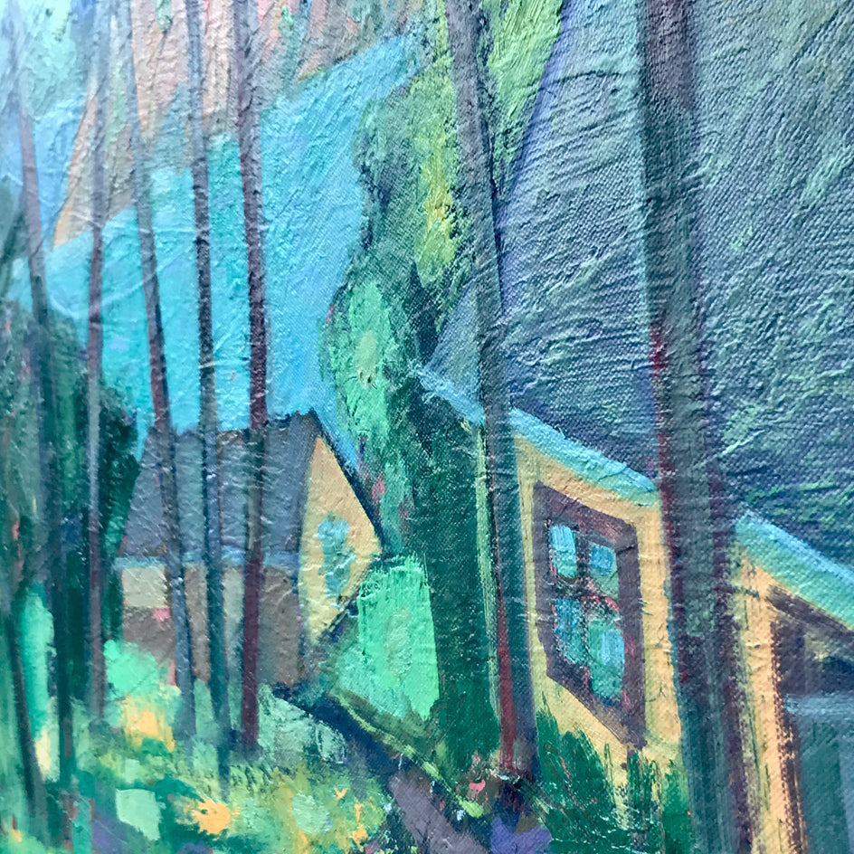 Cabins by the Lake by James Hartman |  Closeup View of Artwork 