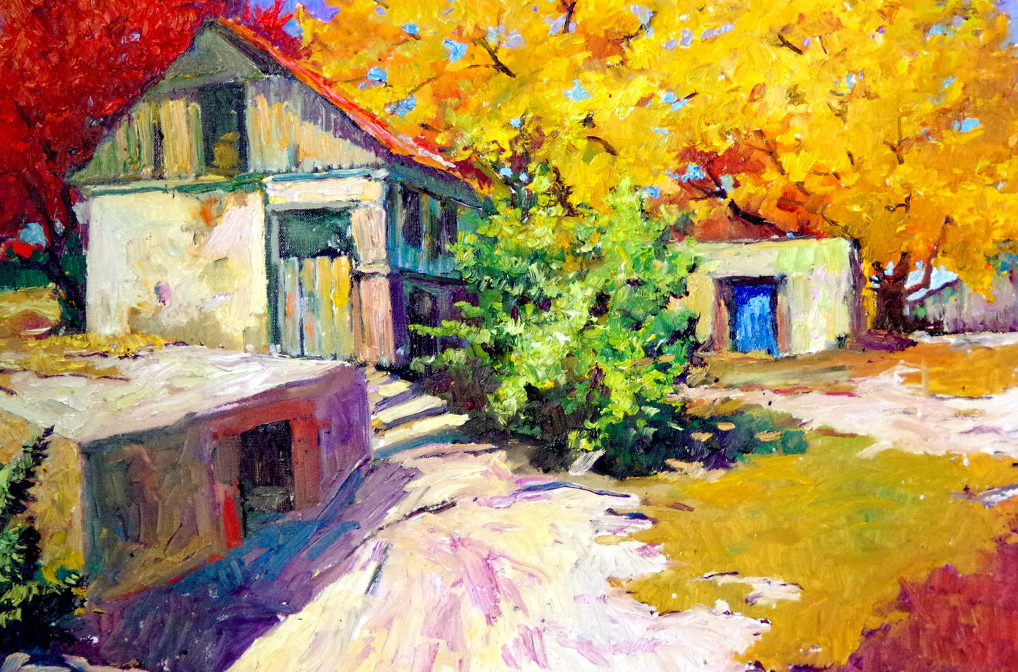Fall and Old Farm House by Suren Nersisyan |  Closeup View of Artwork 