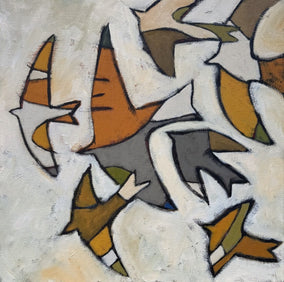 Original art for sale at UGallery.com | Sparrows by Jaime Ellsworth | $1,800 | oil painting | 20' h x 20' w
