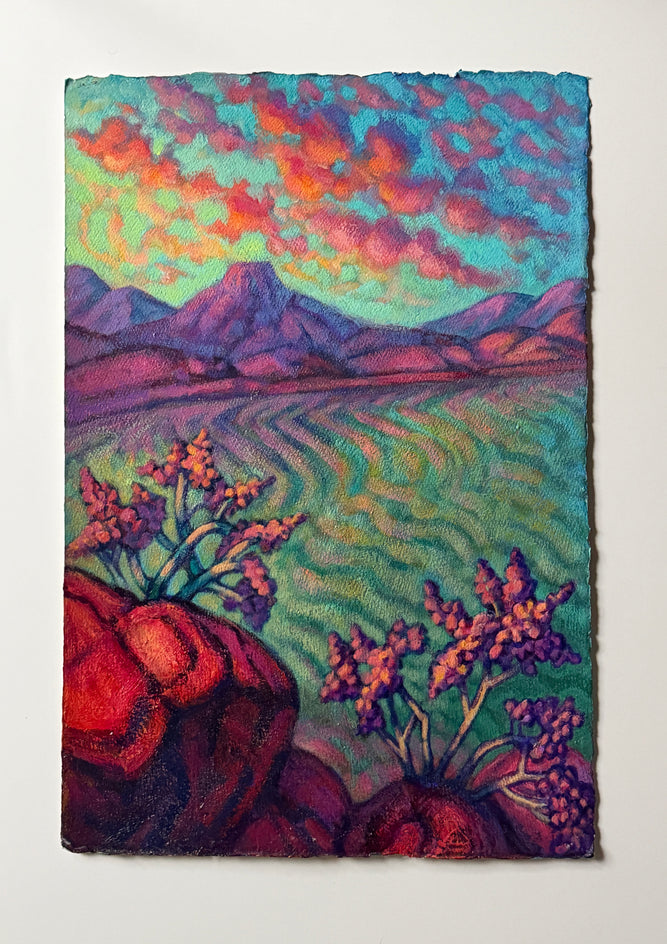 Abiquiu Sunset, Pedernal Shadow by Jakki Kouffman |  Context View of Artwork 