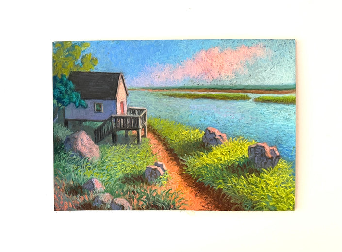 Boat House, Tonset Beach by Jakki Kouffman |  Context View of Artwork 