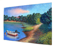 Original art for sale at UGallery.com | Boat Mooring, Town Landing by Jakki Kouffman | $825 | pastel artwork | 9' h x 13' w | thumbnail 2