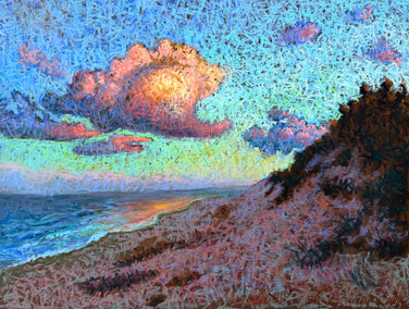 pastel artwork by Jakki Kouffman titled Dune Shadow, Last Glow