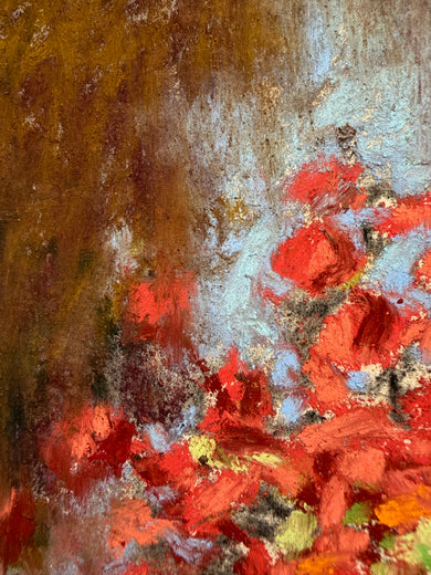 Japanese Tea Garden Pond Reflecting the Sun by Jakki Kouffman |   Closeup View of Artwork 