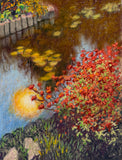 Original art for sale at UGallery.com | Japanese Tea Garden Pond Reflecting the Sun by Jakki Kouffman | $625 | pastel artwork | 11.75' h x 9' w | thumbnail 1